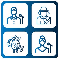 singing simple icons set