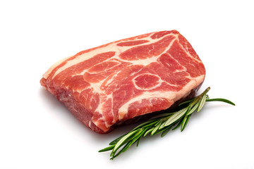 raw meat with rosemary isolated 