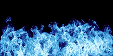 Badezimmer Foto Rückwand blaue Flammen auf Schwarz © OFC Pictures