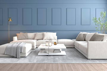 contemporary interior design living room 3d render