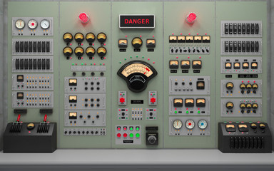 Vintage control room background concept 3D illustration - 322142547