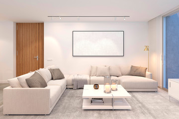 contemporary interior design living room 3d render