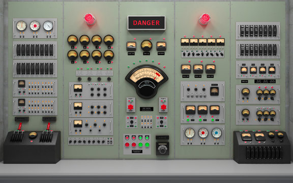 Vintage control room background concept 3D illustration