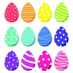 Vector set of colorful decorated easter eggs