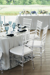 table and chairs in restaurant