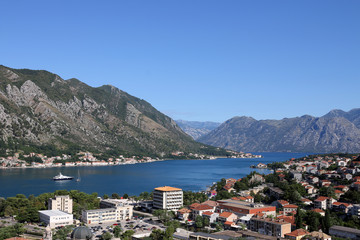Kotor town and bay in summer landscape Montenegro