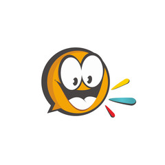 Happy face chat speech bubble Mascot, Colorful geometric shapes smile icon design vector