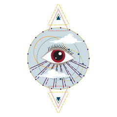 Vector Illustration of an All-Seeing Occult or Masonic Eye