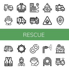 rescue simple icons set