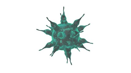 3D rendering of the green virus. Coronavirus from China. Made in China. The idea of protecting health and fighting the virus threat. Illustration for medical and scientific compositions.