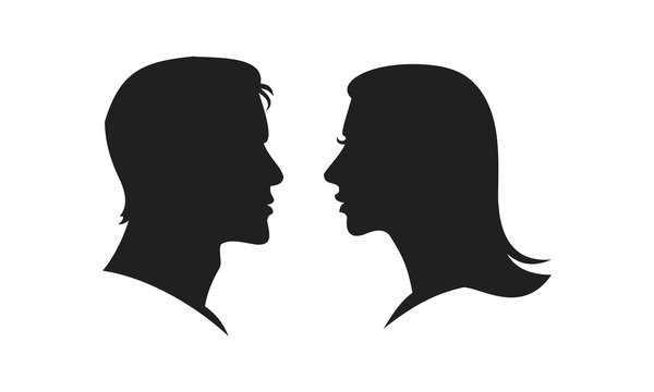 Man and Woman Silhouette face to face vector Icon template black color editable. Man and Woman Silhouette face to face vector Icon symbol Flat vector illustration for graphic and web design.