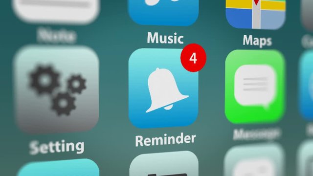 Reminder App Icon with Notifications on Smart Phone Screen