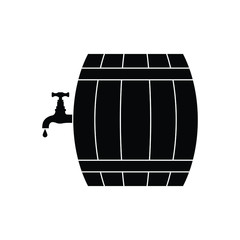 barrel icon vector Wooden barrel black sign