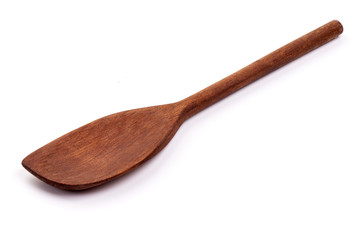 Rustic wooden spoon, isolated on white background