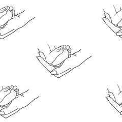 Legs of a newborn seamless pattern on white background. 