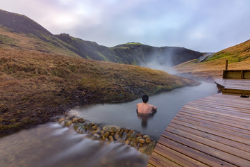 Reykjadalur hot spring thermal river (Iceland)