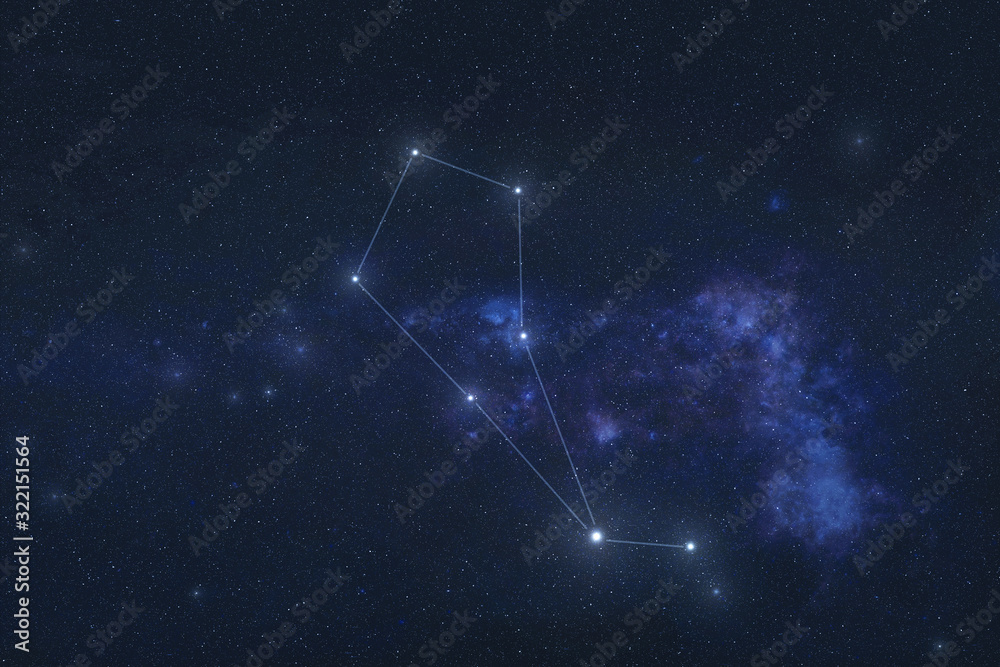 Wall mural bootes constellation stars in outer space. bootes constellation lines. elements of this image were f