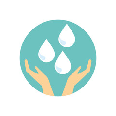 Naklejka na ściany i meble hands with water drops ecology
