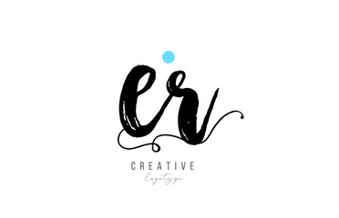 er e r vintage letter alphabet combination logo icon handwritten design for company business. Suitable for a logotype