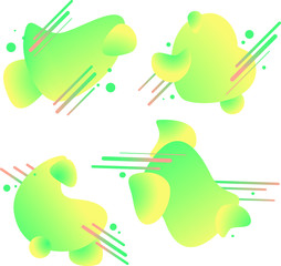 modern liquid abstract .Set of abstract modern graphic elements with yellow and green colored forms and line. Template for the design of a logo, flyer or presentation.Stock vector