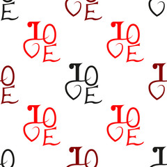Seamless black vector background with word love written by hand eps10