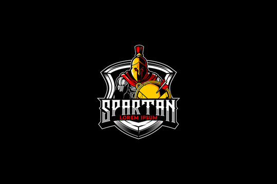 Spartan or Trojan Warrior with shield vector logo template