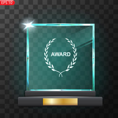 Glass Trophy Award. First place Prize plaque