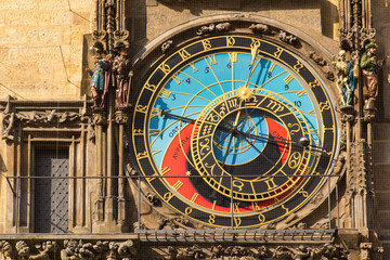 Close Up of the Historical Astronomical Clock in Prague, Czechia