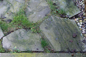 natural stone slabs on the garden terrace