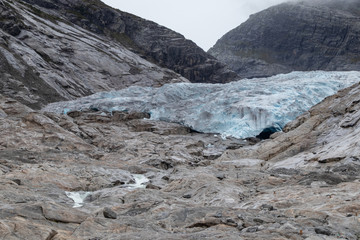 Fototapeta na wymiar Nigardsbreen glacier view. Norway mountains trip