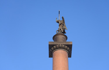 Alexander Column on blue sky background.