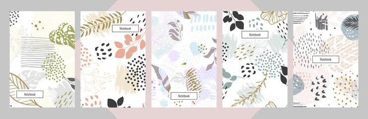 Modern abstract floral art vector notebook background.