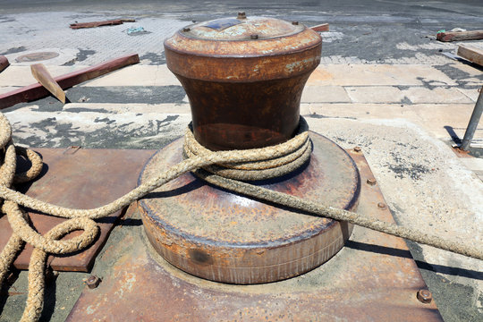 marine mooring rope equipment on the pier