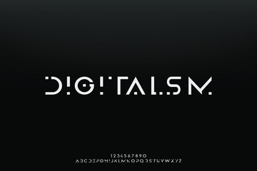 Fototapeta na wymiar Digital, an Abstract technology science alphabet font. space typography vector illustration design