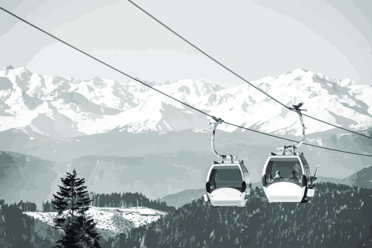 Ski Gondola Winter Landscape