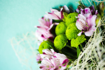 Bouquet of pink and green flowers