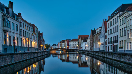 Street of Bruges at the sunset