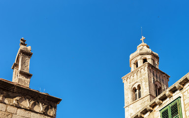 Fototapeta premium Tower of Dominican Church in Old town Dubrovnik