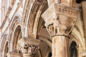 Arch of Rector Palace at Stradun Street in Dubrovnik