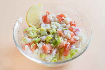 Traditional oriental salad Tabbouleh in bowl