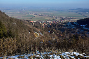 Panorama z wsią z fortu w Srebrnej Górze