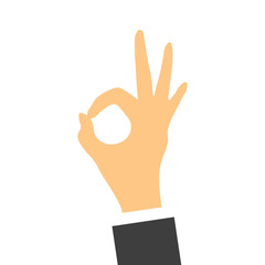 Hand OK sign. Vector