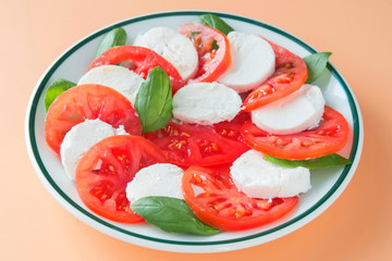Caprese salad in brown background