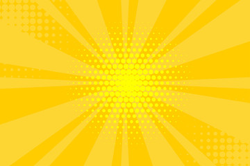 Comic yellow sunbeam background retro pop art style cartoon