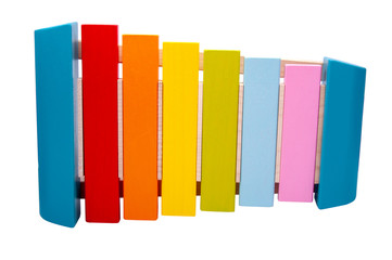 Multicolor xylophone for children wooden and bright isolated on the white