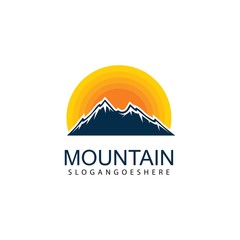 Mountain logo design icon template. Nature mountain expedition vector illustration