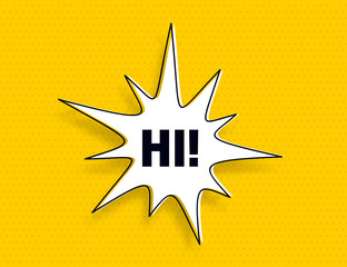 Hi speech bubble banner pop art memphis style