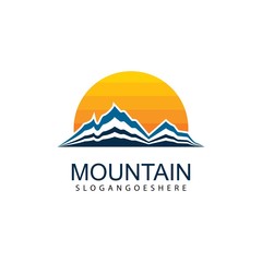 Fototapeta na wymiar Mountain logo design icon template. Nature mountain expedition vector illustration