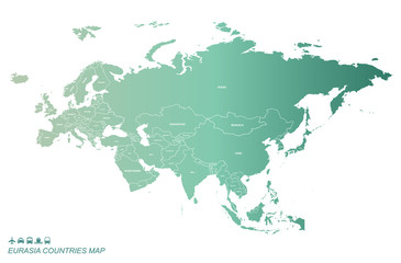 Fototapeta na wymiar eurasia countries map. vector of eurasia map. 
