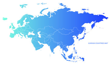 eurasia countries map. vector of eurasia map. europe and asia continente map.